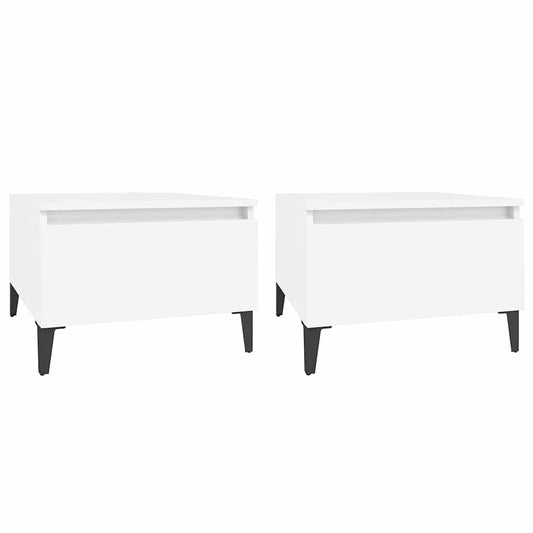 Side Tables 2 pcs White 50x46x35 cm Engineered Wood