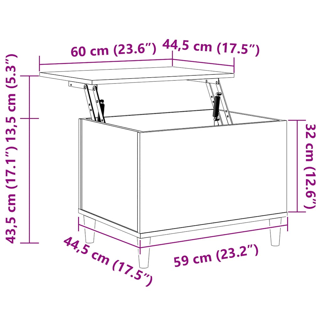 Coffee Table White 60x44,5x45 cm Engineered Wood