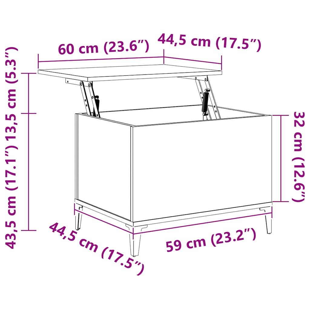 Coffee Table Grey Sonoma 60x44,5x45 cm Engineered Wood