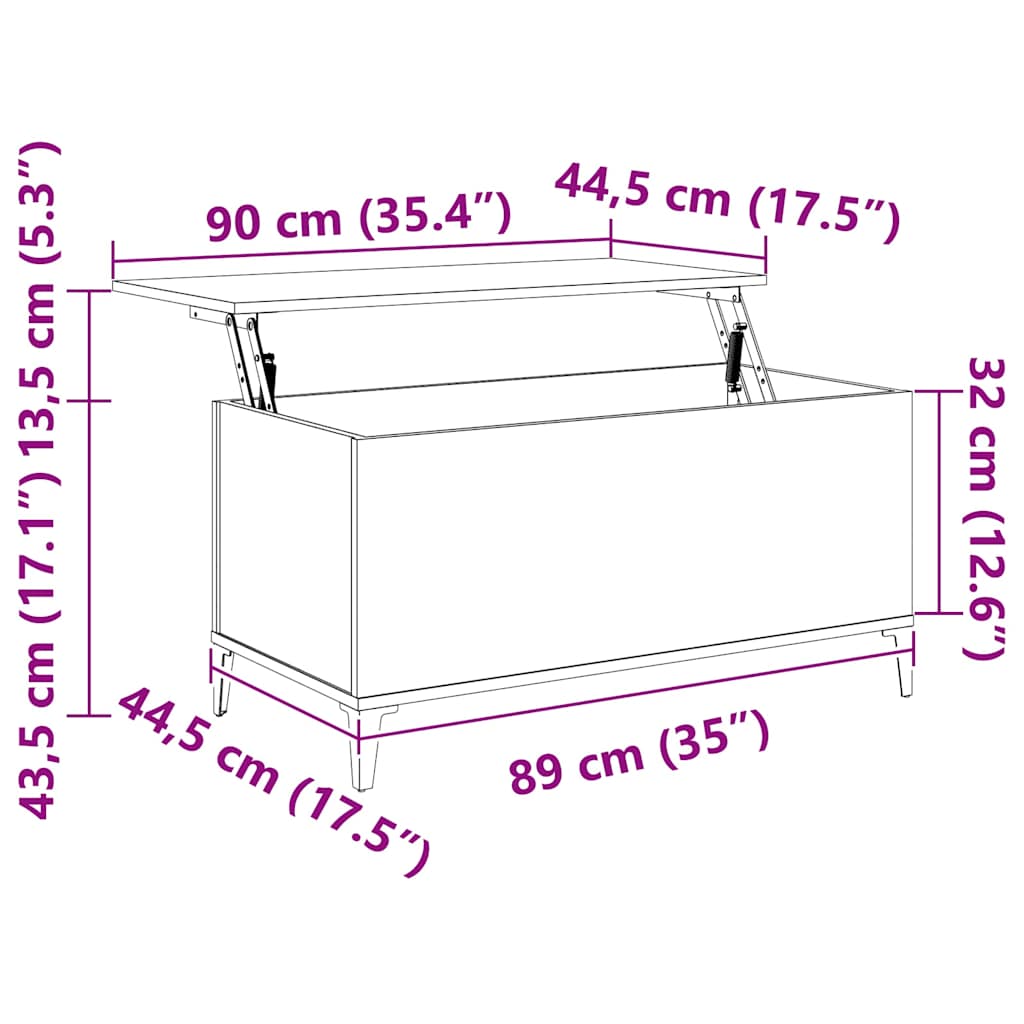 Coffee Table Grey Sonoma 90x44,5x45 cm Engineered Wood