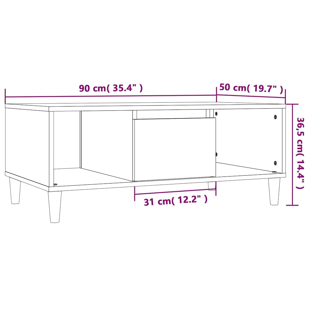 Coffee Table Sonoma Oak 90x50x36,5 cm Engineered Wood