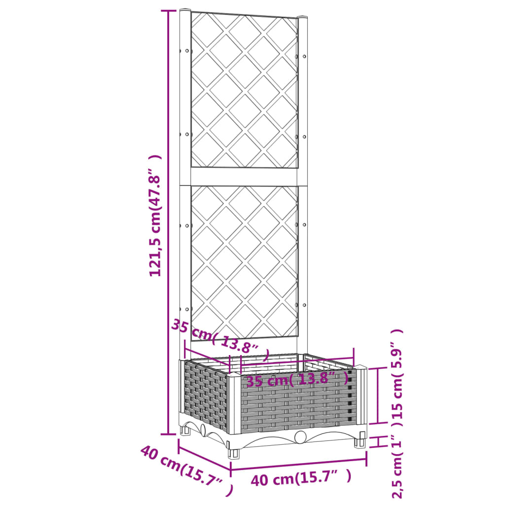 Garden Planter Light Grey 40 x 40 x 121.5 cm
