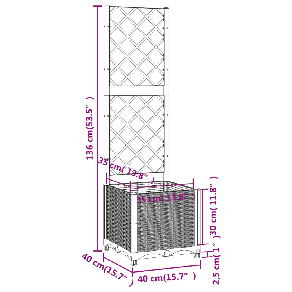 Garden Planter Light Grey 40 x 40 x 136 cm