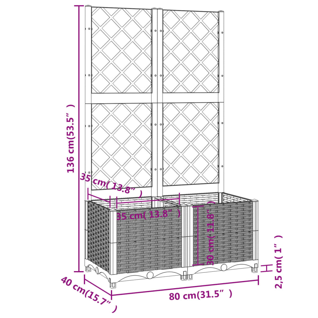 Garden Planter Light Grey 80 x 40 x 136 cm