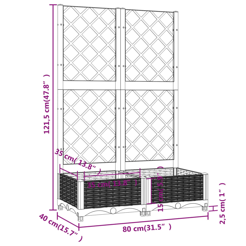 Garden Planter White 80 x 40 x 121.5 cm