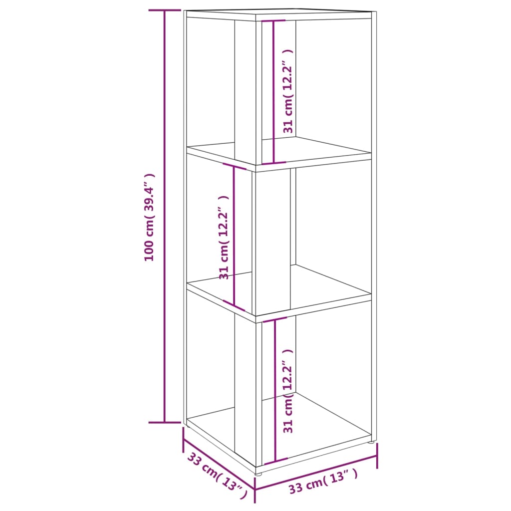 Corner Cabinet Grey Sonoma 33x33x100 cm Engineered Wood
