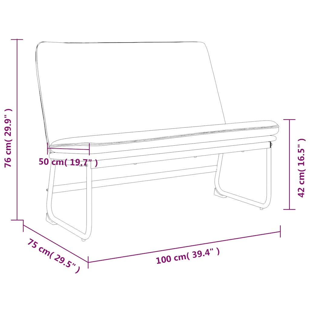 Bench Black 100x75x76 cm Fabric