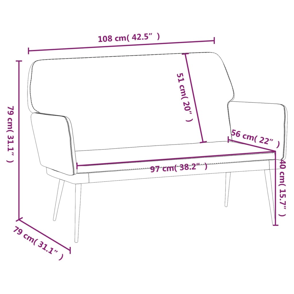 Bench Pink 108x79x79 cm Velvet