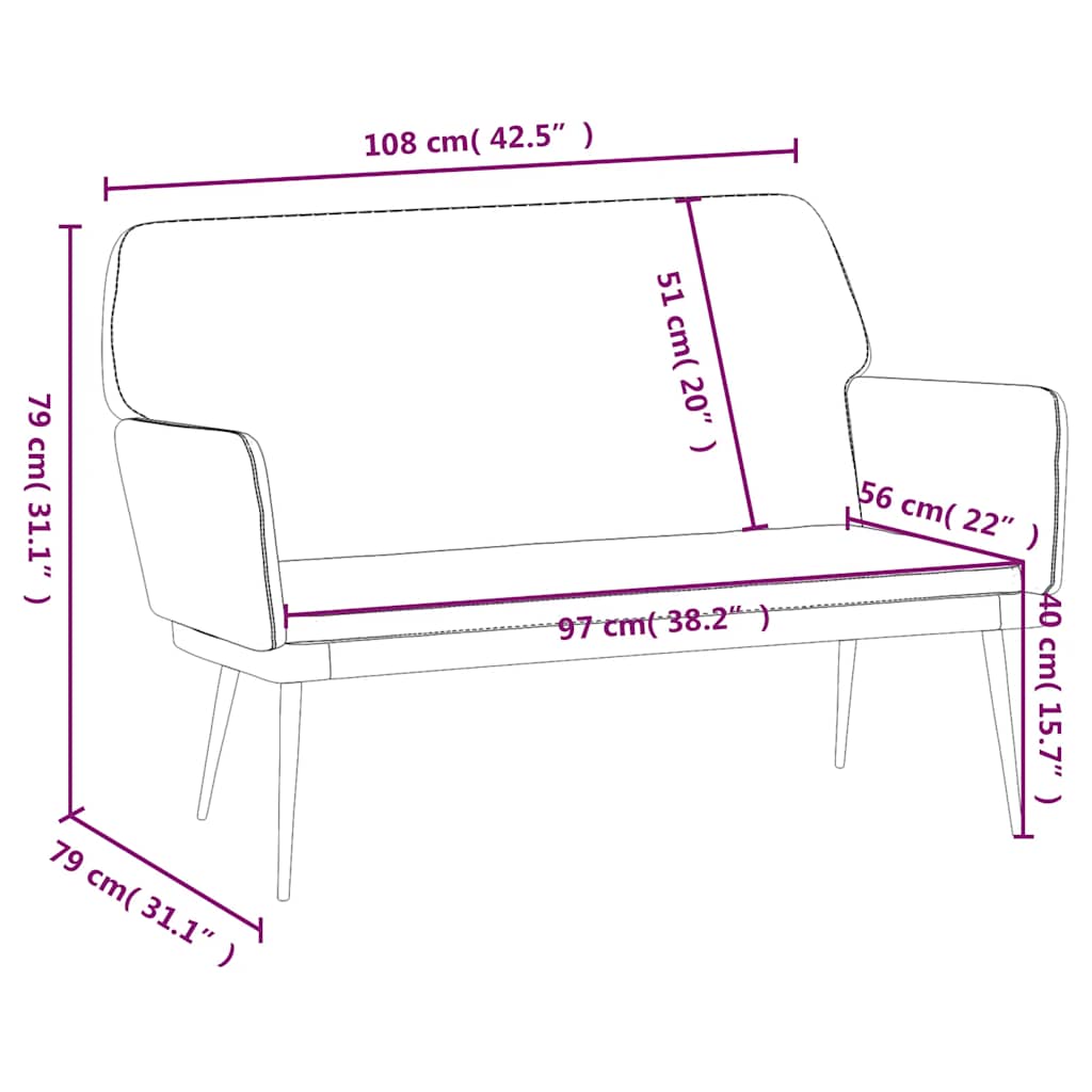 Bench Cream 108x79x79 cm Velvet