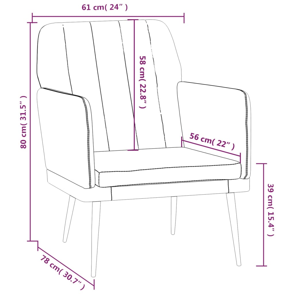 Armchair Cappuccino 61x78x80 cm Faux Leather