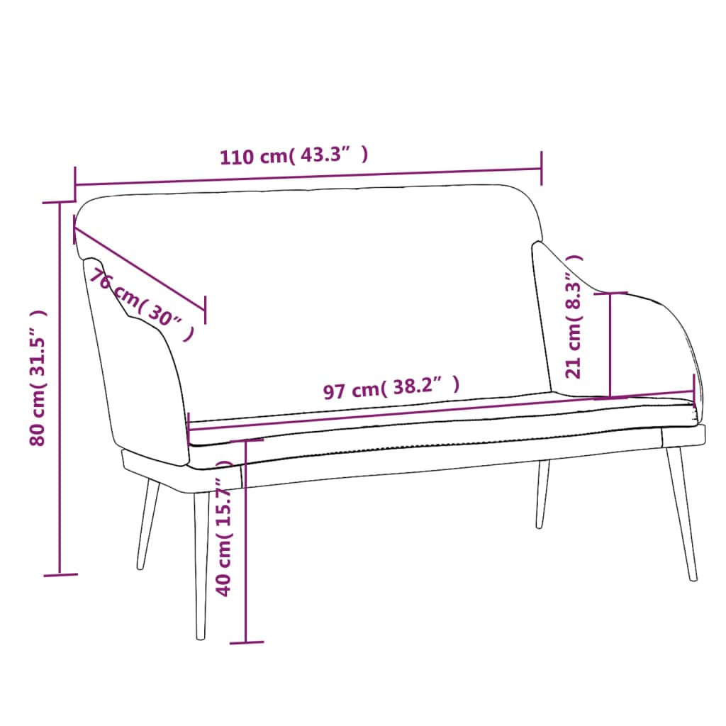 Bench Pink 110x76x80 cm Velvet