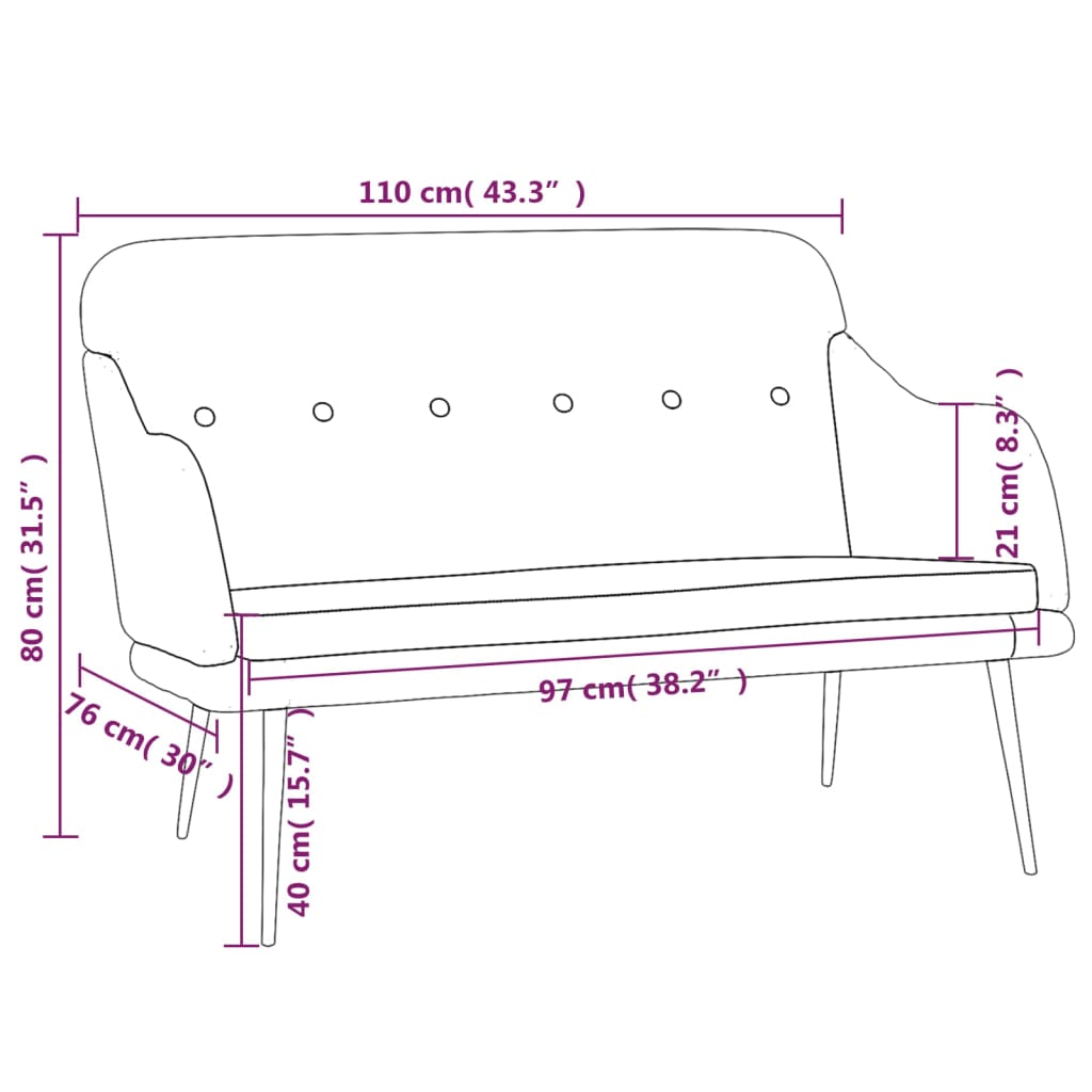 Bench Blue 110x76x80 cm Fabric