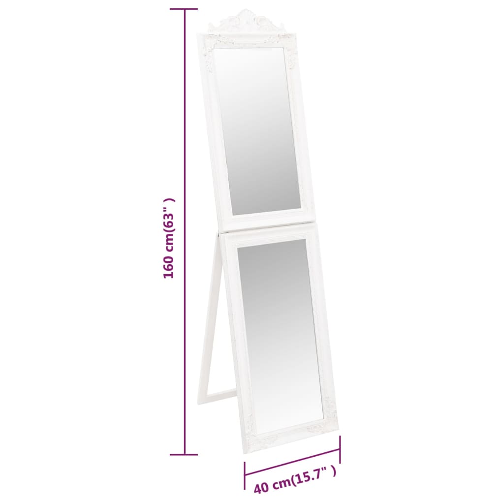 Free-standing Mirror | White | Glass | Full-length | Foldable