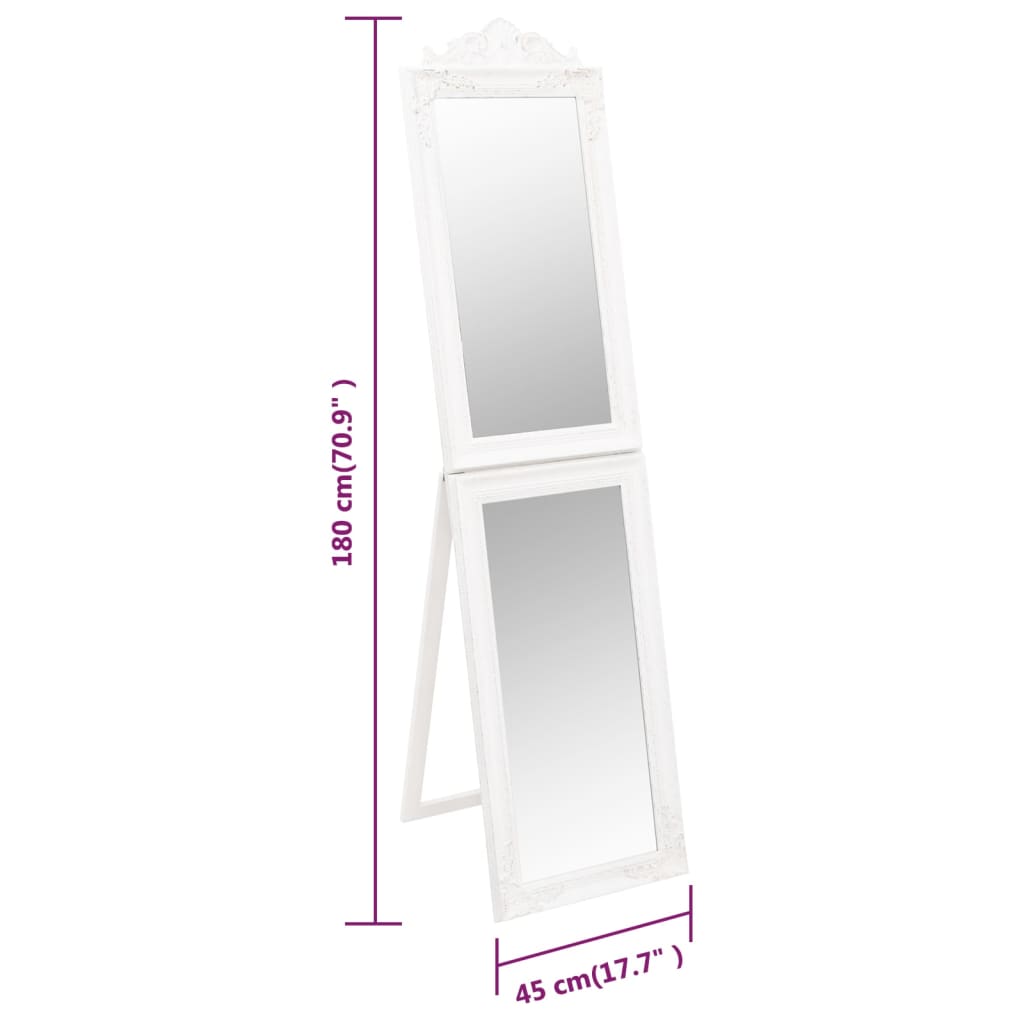 Free-standing Mirror | White | Glass | Full-length | Foldable