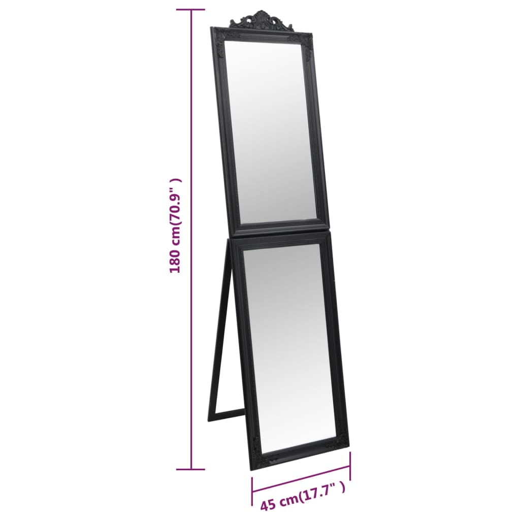 Free-standing Mirror | Black | Glass | Full-Length | Foldable