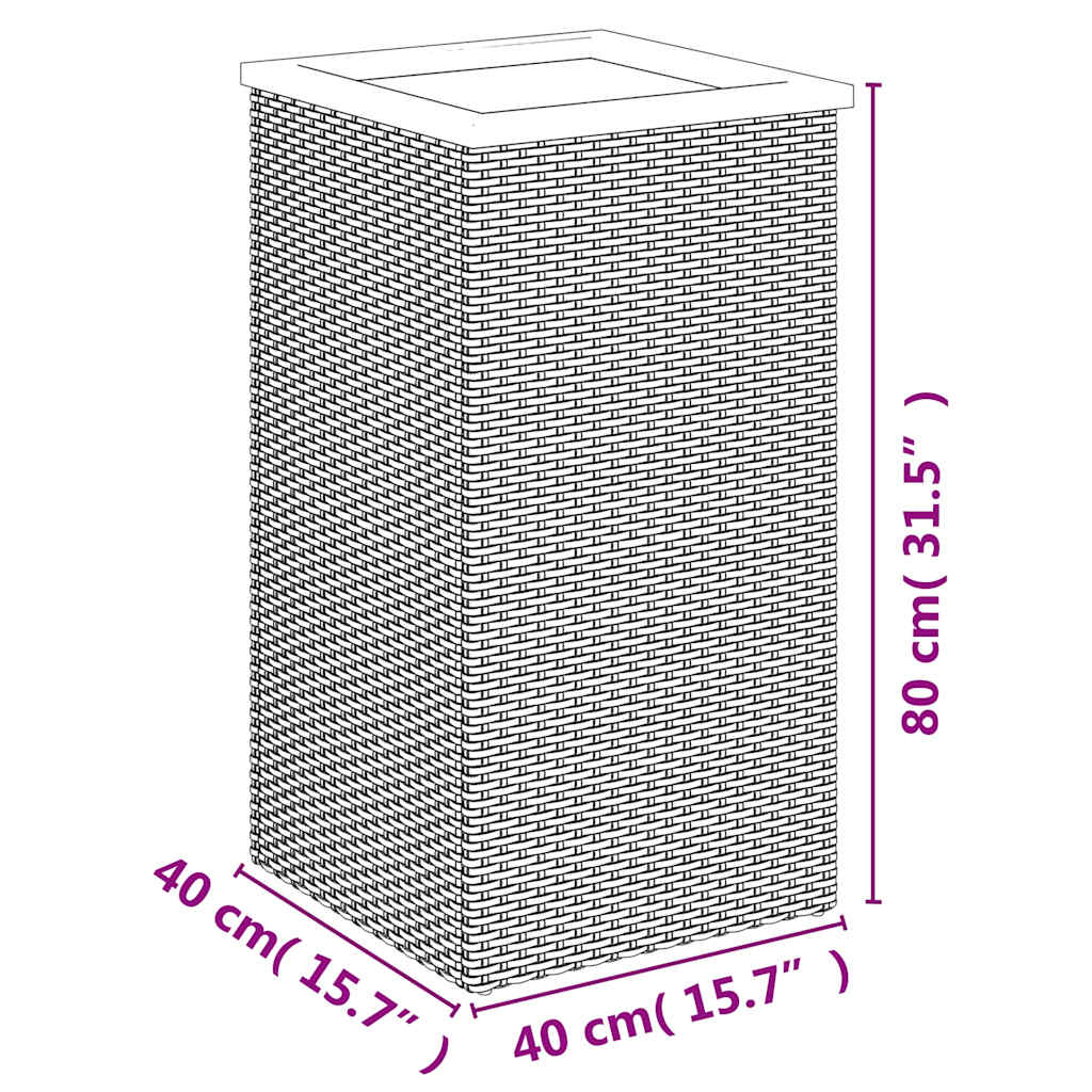 Planter | Black, Brown | PE rattan, powder-coated steel, plastic | Medium