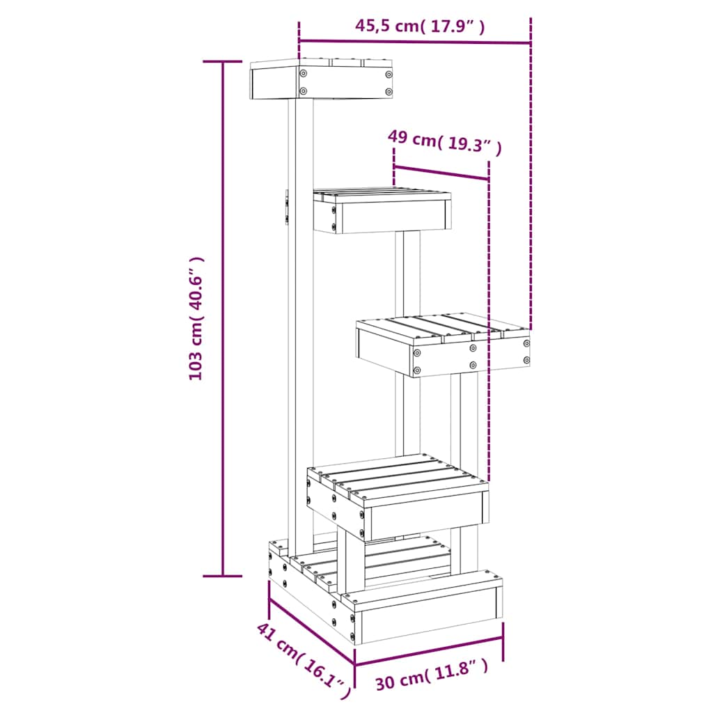Cat Tree 45.5x49x103 cm Solid Wood Pine
