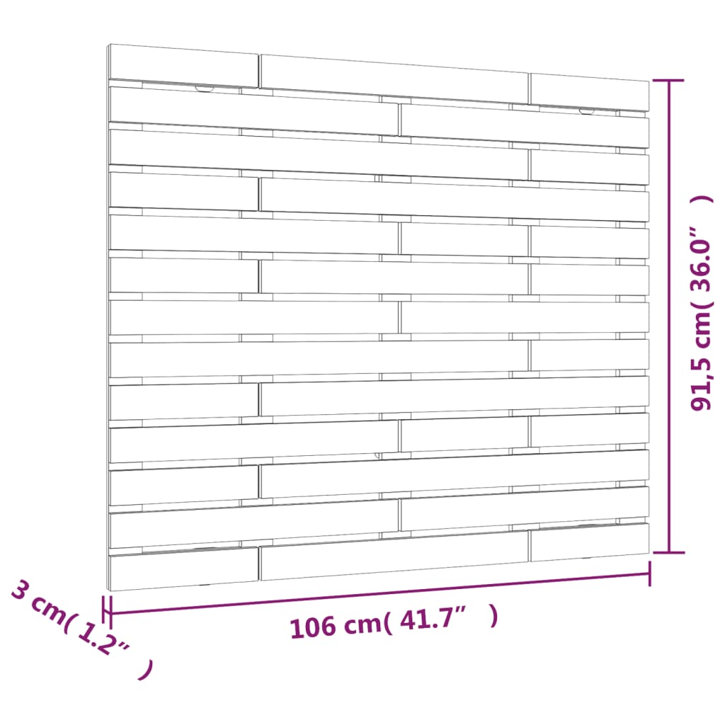 Wall Headboard 106x3x91.5 cm Solid Wood Pine