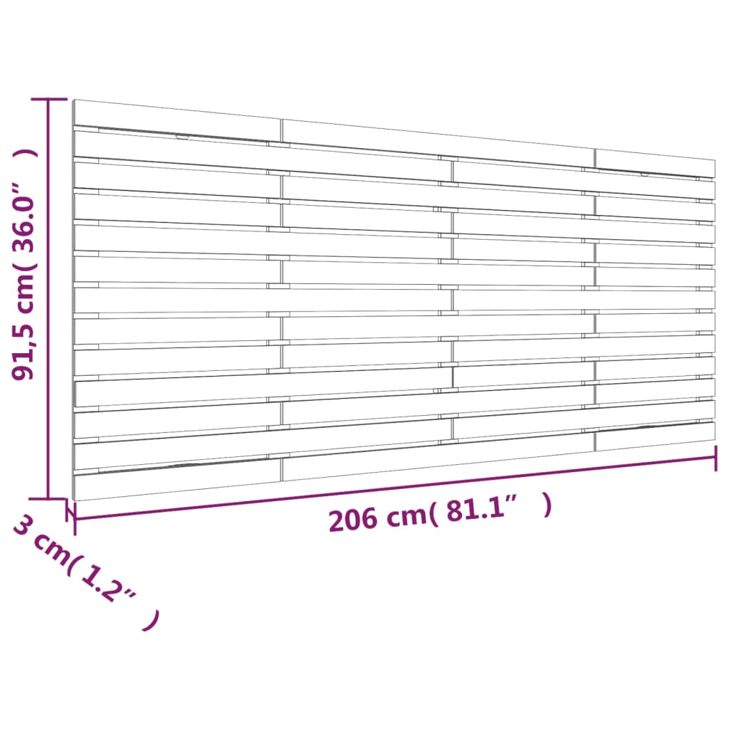 Wall Headboard 206x3x91.5 cm Solid Wood Pine