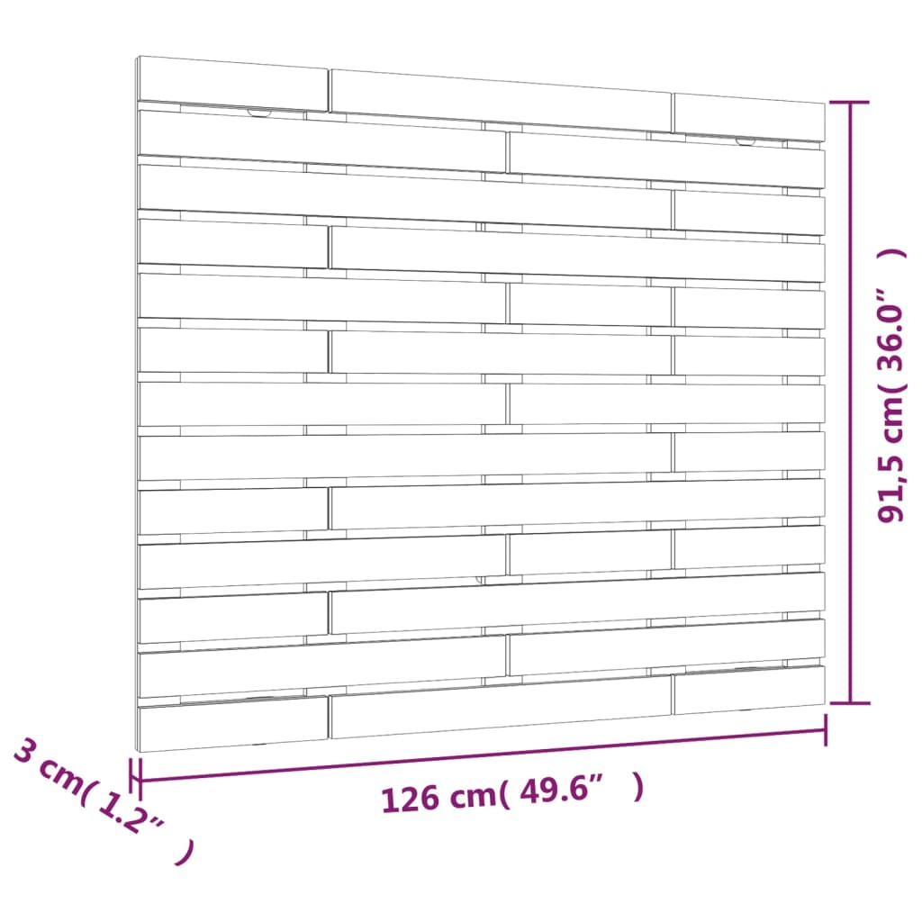 Wall Headboard Black 126x3x91.5 cm Solid Wood Pine