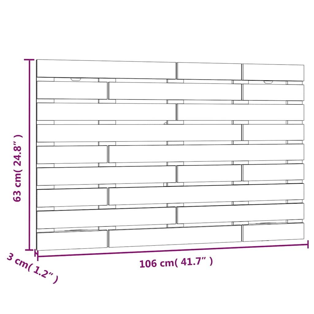 Wall Headboard Black 106x3x63 cm Solid Wood Pine