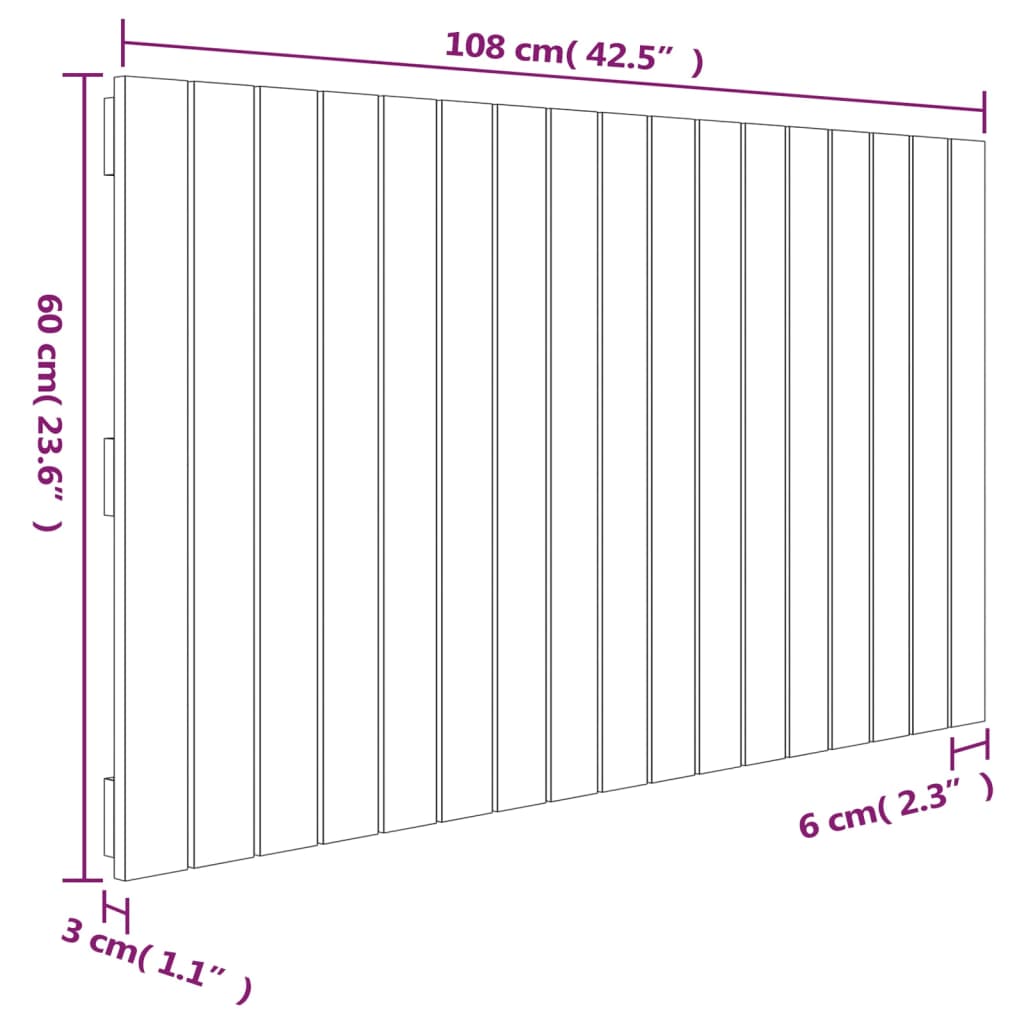 Wall Headboard 108x3x60 cm Solid Wood Pine