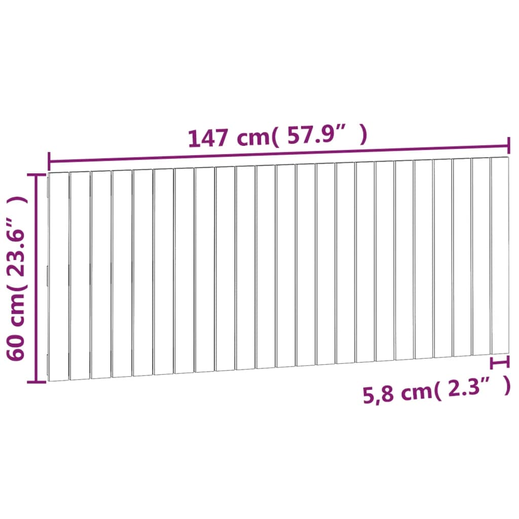 Wall Headboard 147x3x60 cm Solid Wood Pine