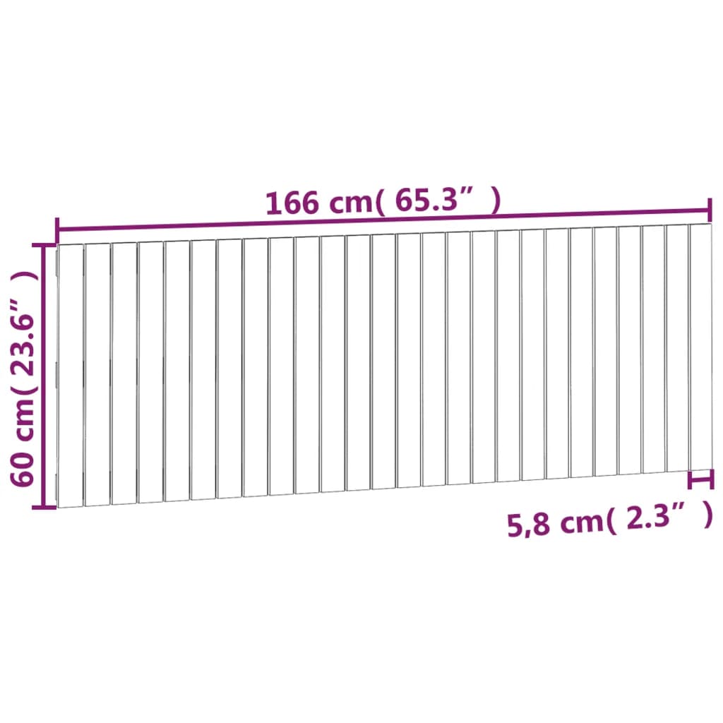 Wall Headboard 166x3x60 cm Solid Wood Pine