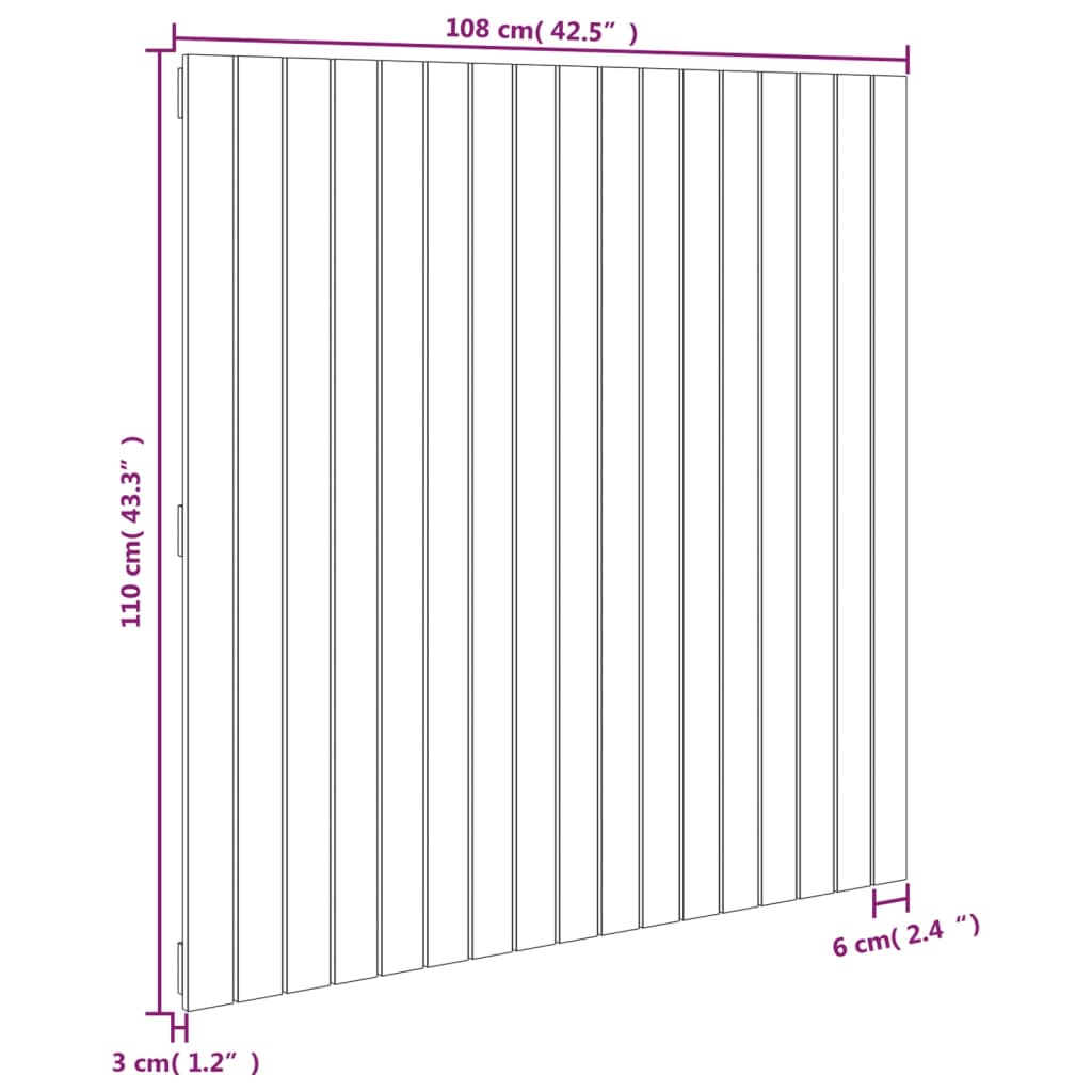 Wall Headboard Grey 108x3x110 cm Solid Wood Pine