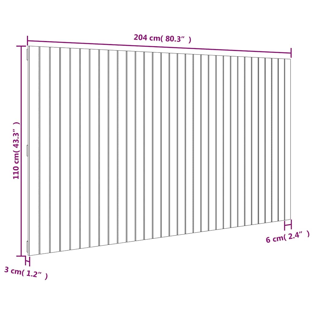 Wall Headboard Honey Brown 204x3x110 cm Solid Wood Pine