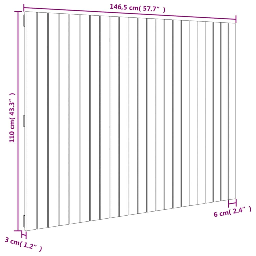 Wall Headboard Grey 146.5x3x110 cm Solid Wood Pine