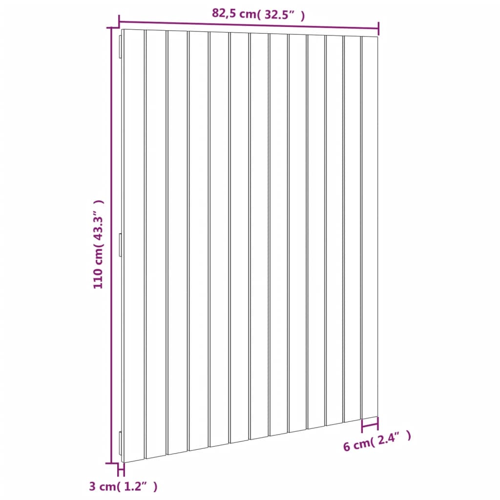 Wall Headboard 82.5x3x110 cm Solid Wood Pine
