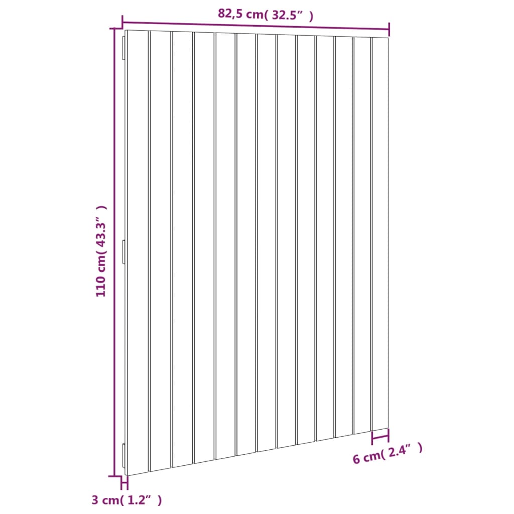 Wall Headboard White 82.5x3x110 cm Solid Wood Pine