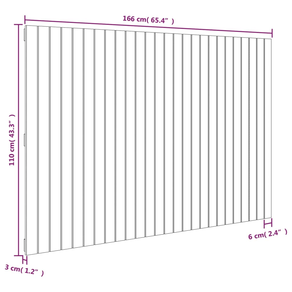 Wall Headboard 166x3x110 cm Solid Wood Pine