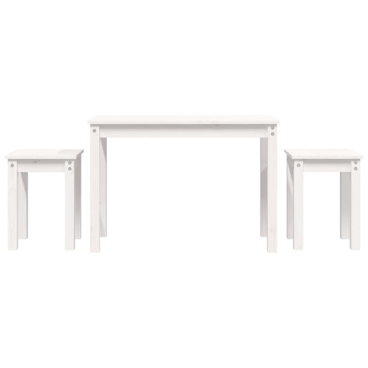 Nesting Tables 3 pcs White Solid Wood Pine