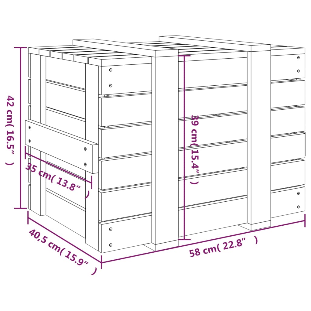 Storage Box Grey 58x40.5x42 cm Solid Wood Pine