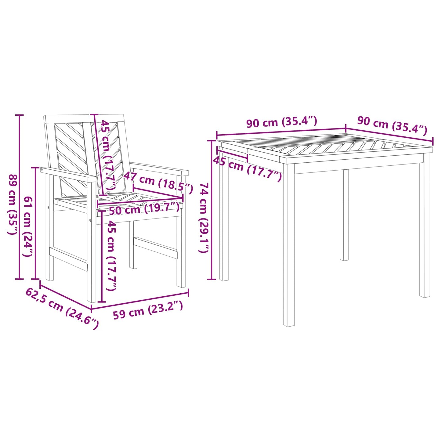 Garden Dining Set 5 pcs Brown Solid Acacia Wood