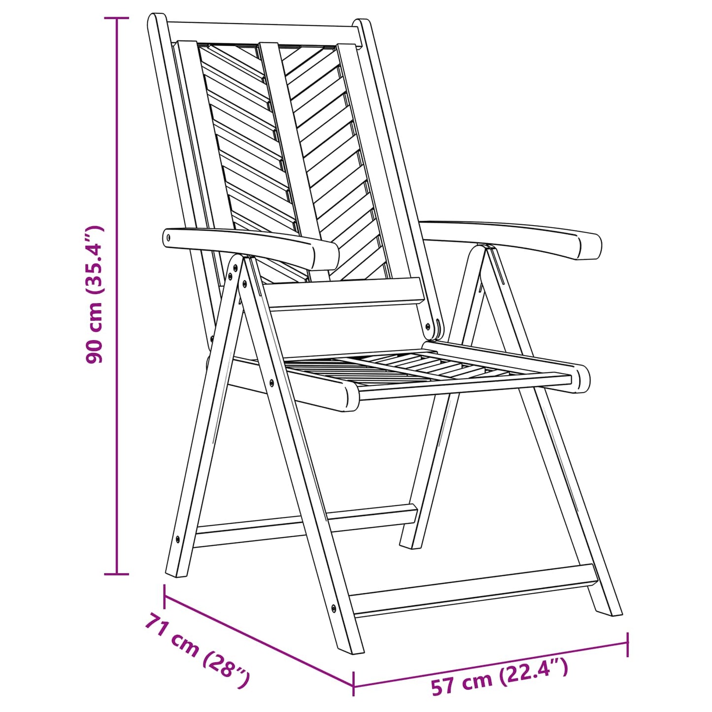 Garden Chair 8 pcs Brown Solid Acacia Wood