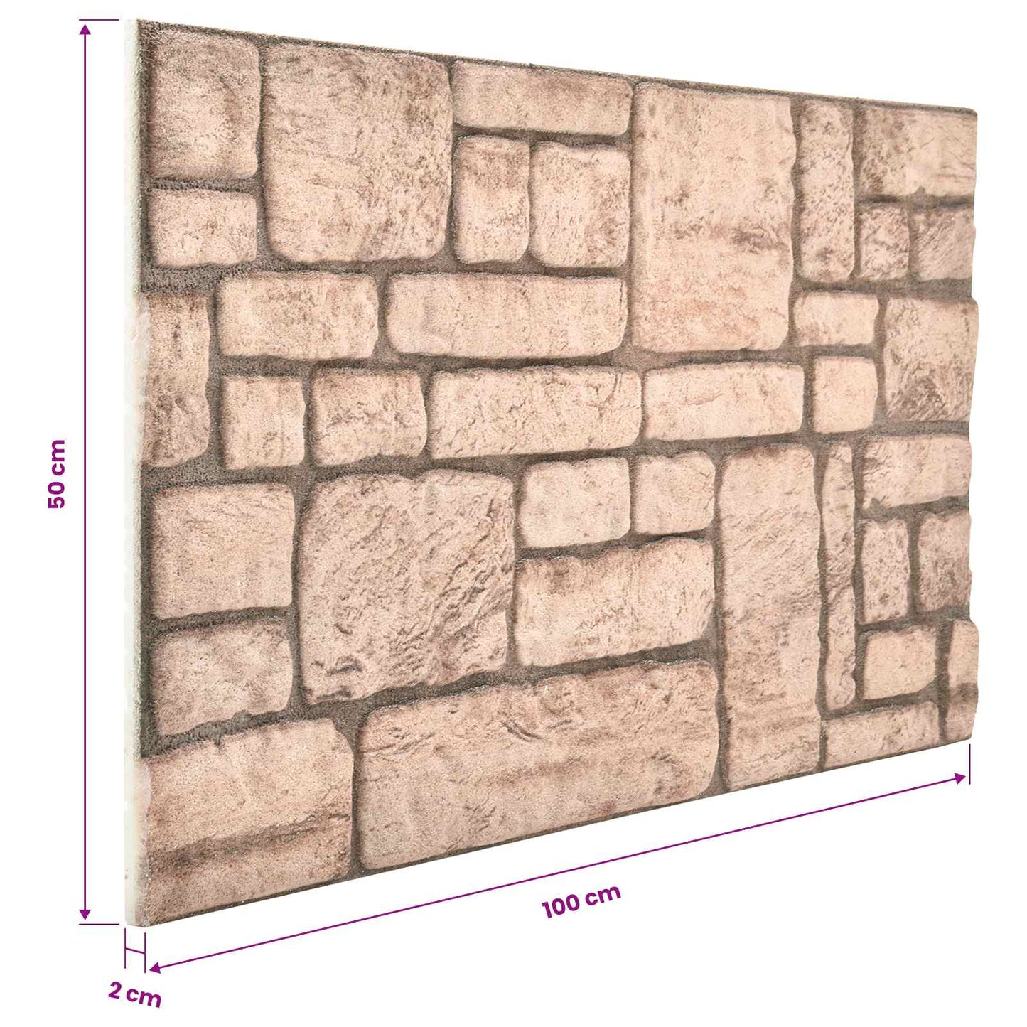 Wall Panels 10 pcs Beige 100 x 50 cm EPS Foam