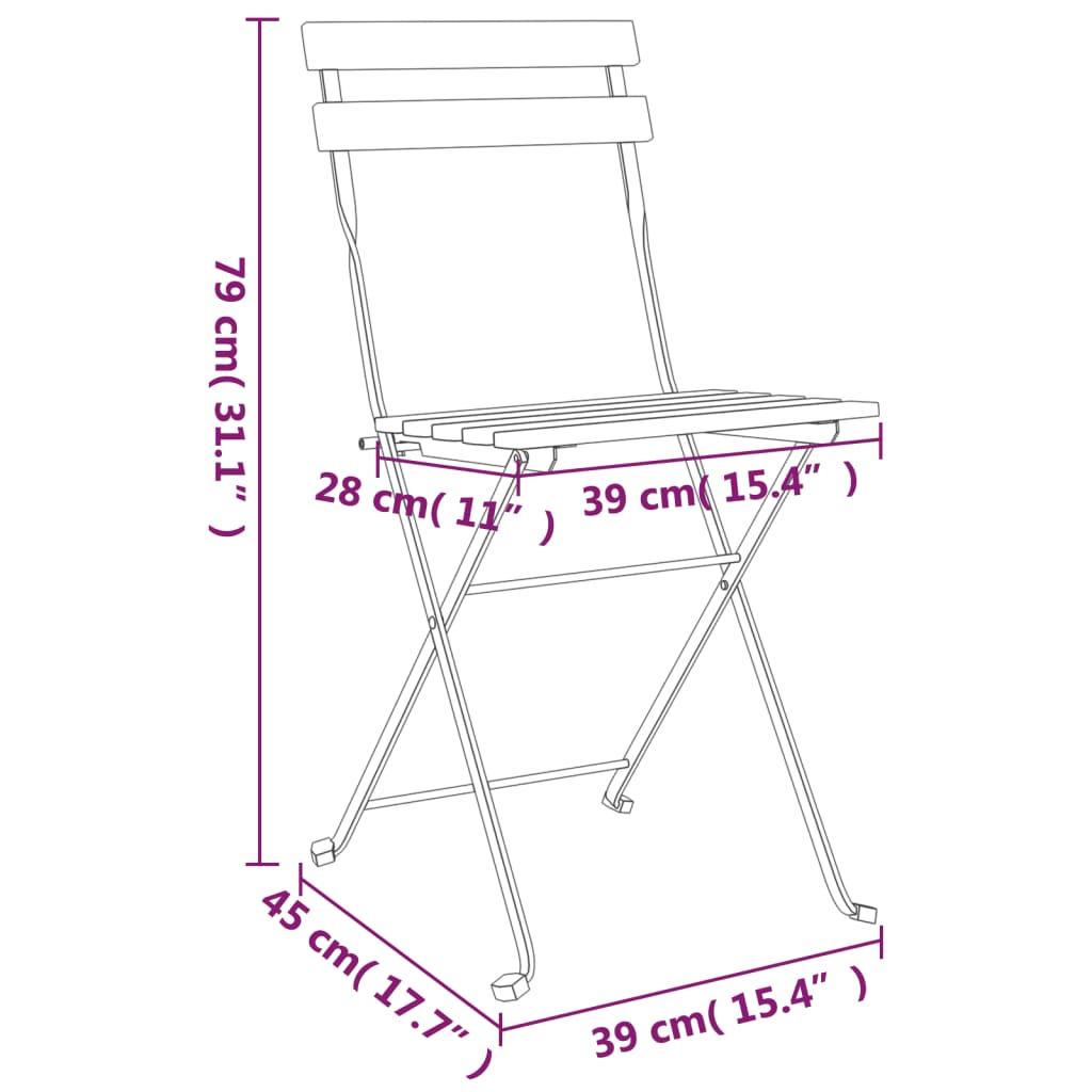 Folding Chairs 4 pcs Solid Wood Acacia and Steel