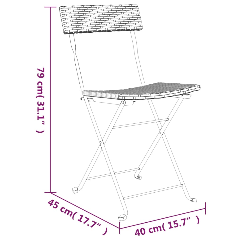 Folding Chairs 2 pcs Grey Poly Rattan and Steel