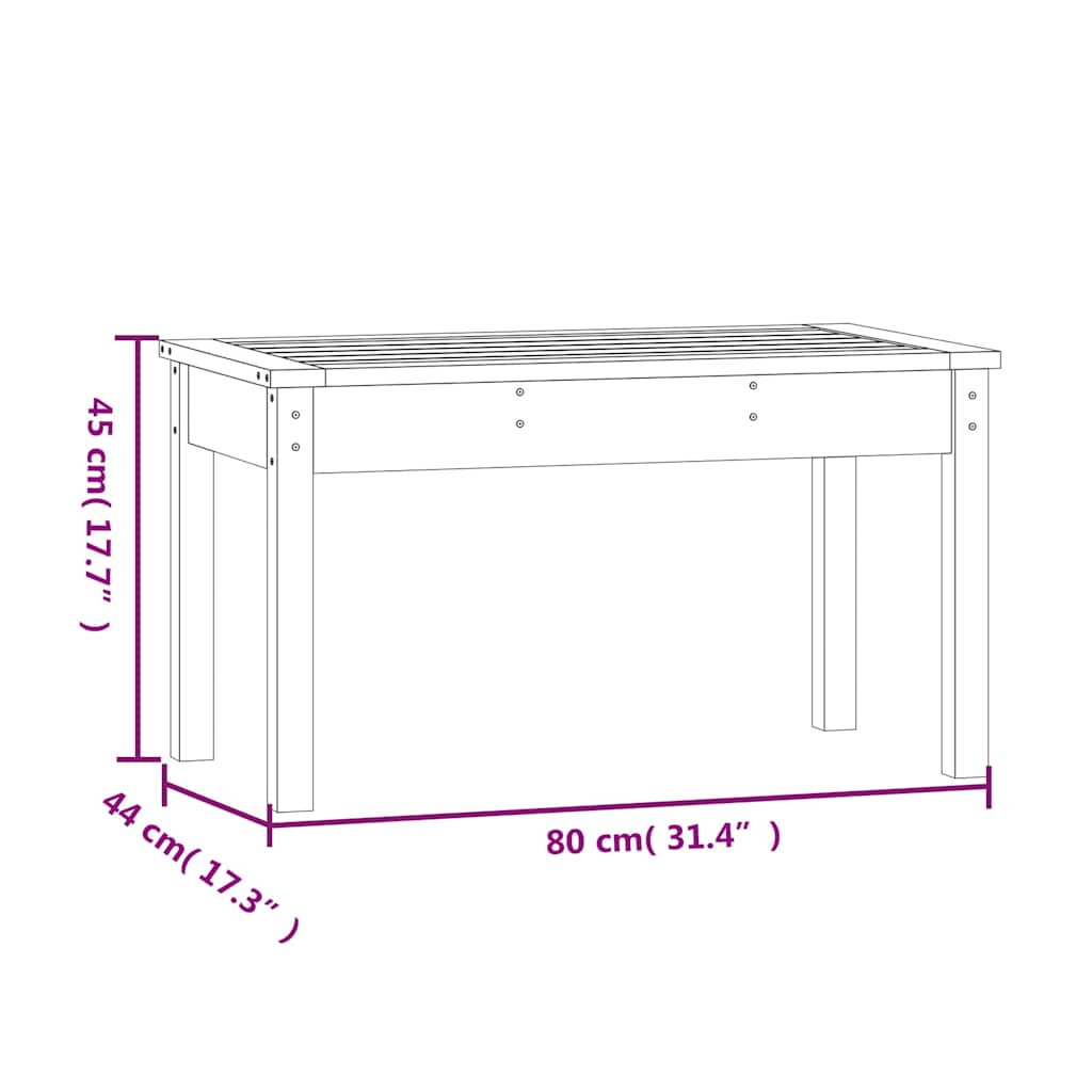 Garden Bench Black 80x44x45 cm Solid Wood Pine