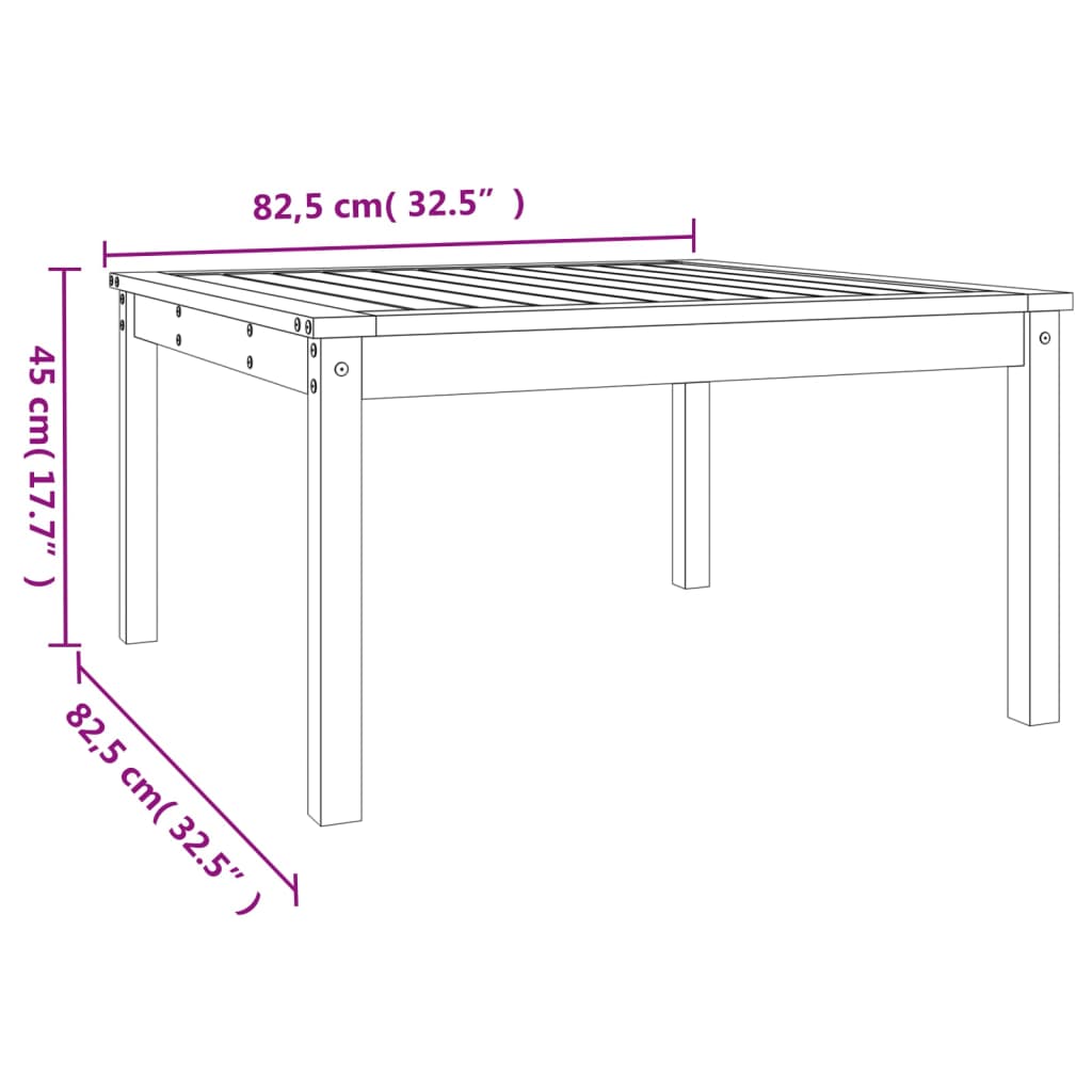 Garden Table Honey Brown 82.5x82.5x45 cm Solid Wood Pine