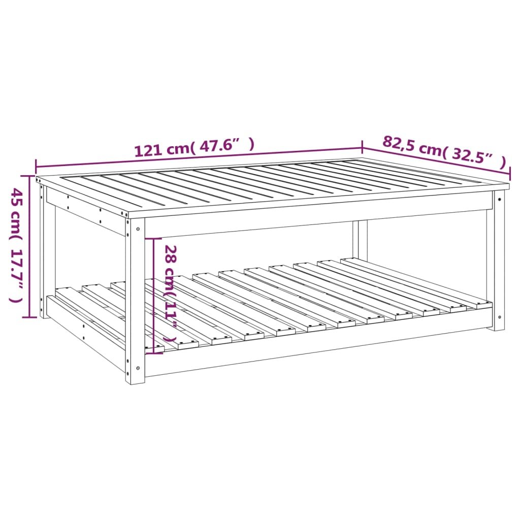 Garden Table 121x82.5x45 cm Solid Wood Douglas