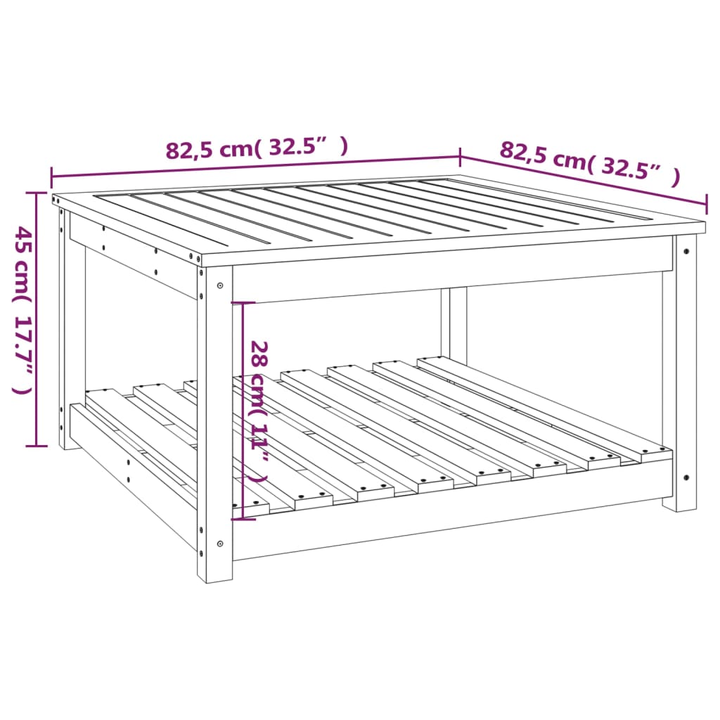 Garden Table 82.5x82.5x45 cm Solid Wood Douglas