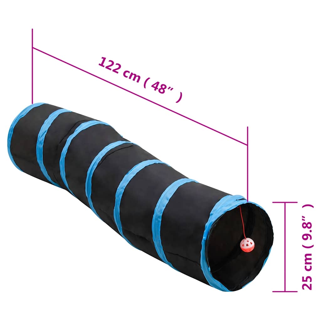 S-shaped Cat Tunnel Black and Blue 122 cm Polyester