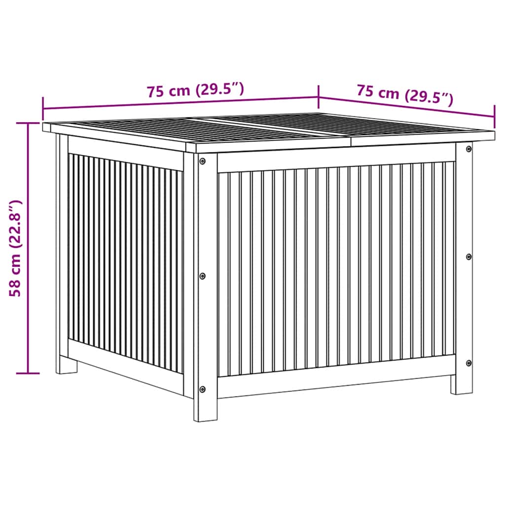 Garden Storage Box Natural Wood Solid Acacia Wood 29.5x29.5x22.8 in