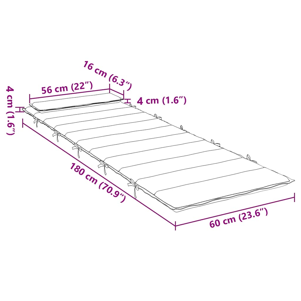 Sun Lounger Cushion Cream 70.9"x23.6"x1.6" Oxford Fabric