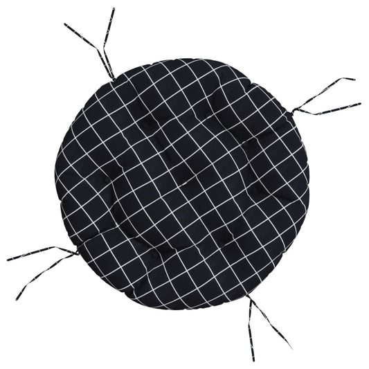 Round Cushion Black Check Pattern Ø 60 x11 cm Oxford Fabric