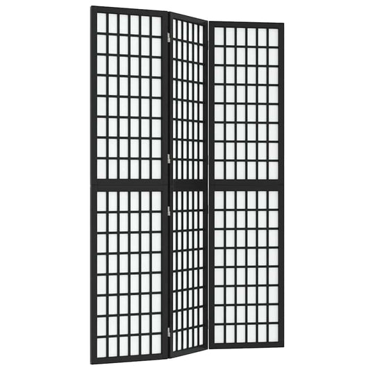 Folding 3-Panel Room Divider Japanese Style 120x170 cm Black